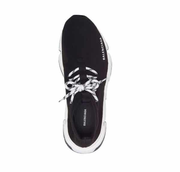 Balenciaga Speed Trainer Lace Up Black White – Image 4