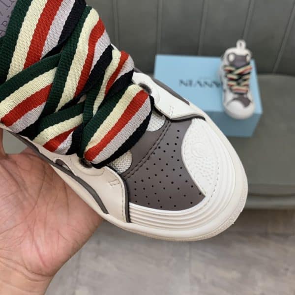 Lanvin Curb Lace-Up Sneakers White Green - immagine 6