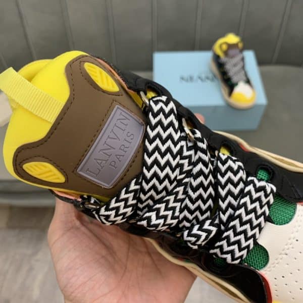 Lanvin Curb Lace-Up Sneakers Black Yellow – Image 6