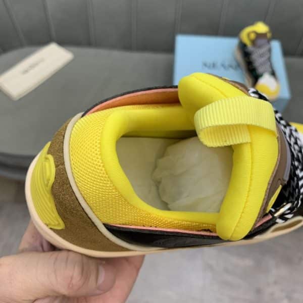 Lanvin Curb Lace-Up Sneakers Black Yellow – Image 7