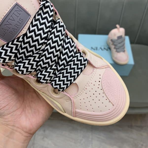 Lanvin Curb Lace-Up Sneakers Pink Pale – Image 7