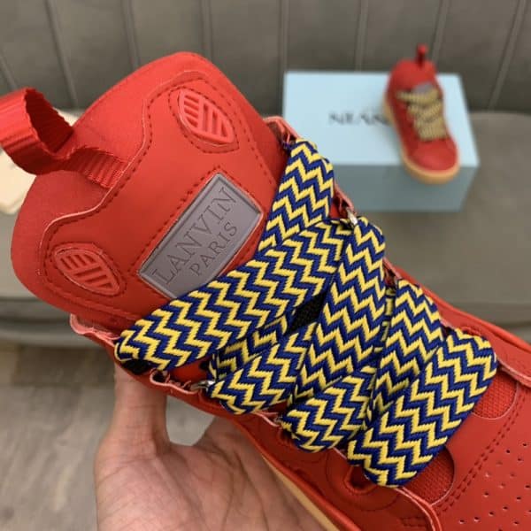 Lanvin Curb Lace-Up Sneakers Red – Image 6