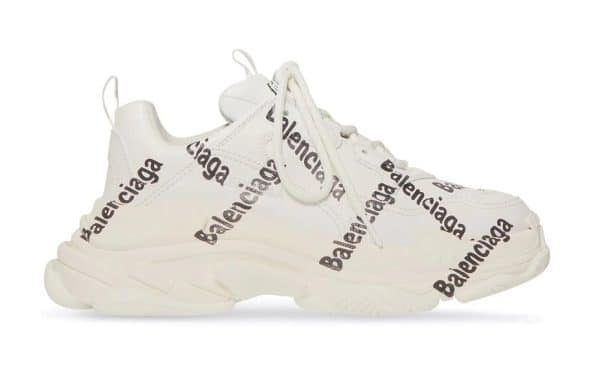 Balenciaga Triple S Logo Print White