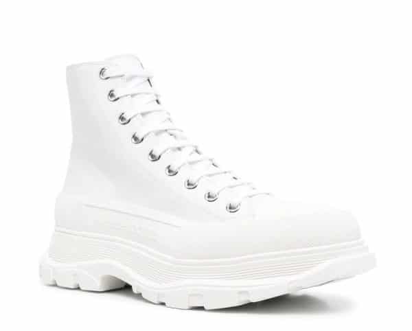 Alexander McQueen Tread Slick Boot Leather White – Image 2