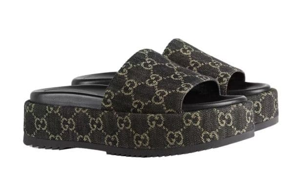 Gucci Sandal Platform 55mm Angelina Black Jacquard – Image 2