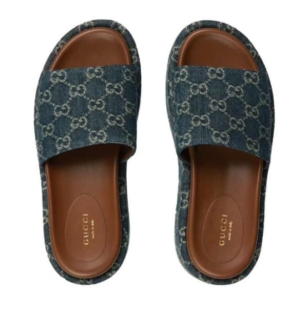 Gucci Sandal Platform 55mm Angelina Blue Denim – Image 3