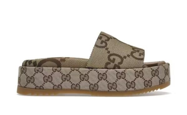 Gucci Sandal Platform 55mm Angelina Camel Canvas