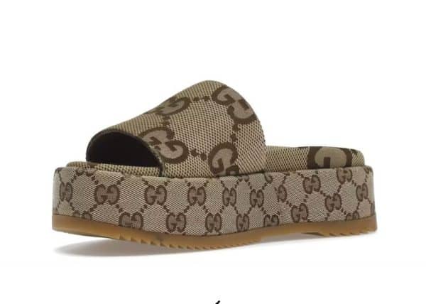 Gucci Sandal Platform 55mm Angelina Camel Canvas – Image 2