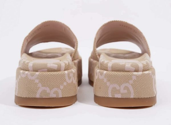 Guccii Sandal Platform 55mm Angelina Beige Light Pink Canvas – Image 4