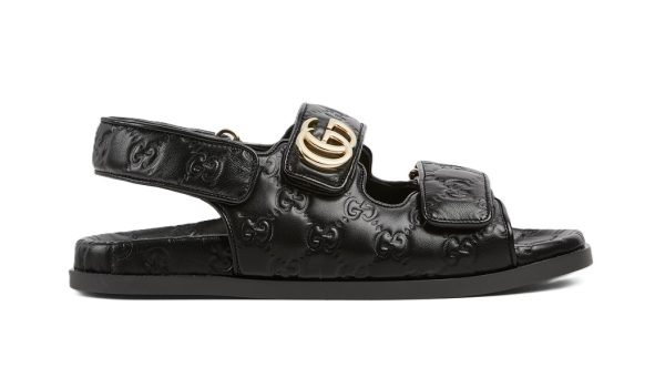 Gucci Sandal Dooble GG Black Leather