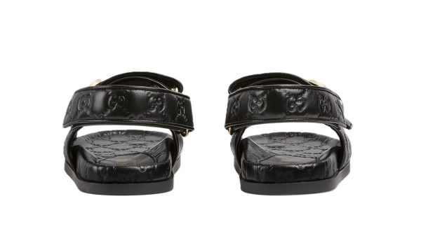Gucci Sandal Dooble GG Black Leather – Image 3