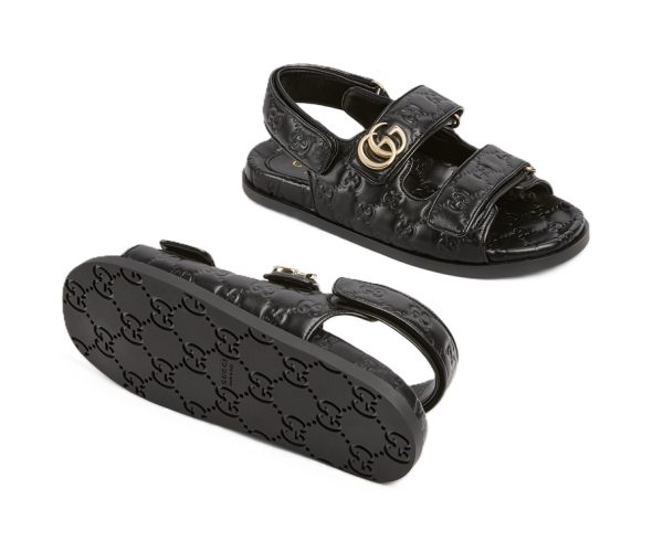 Gucci Sandal Dooble GG Black Leather – Image 4