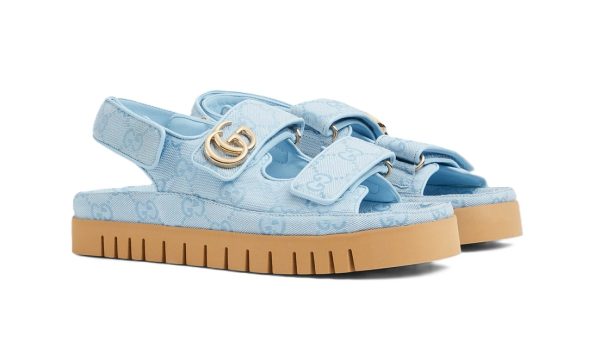 Gucci Sandal Dooble GG Blue – Image 2