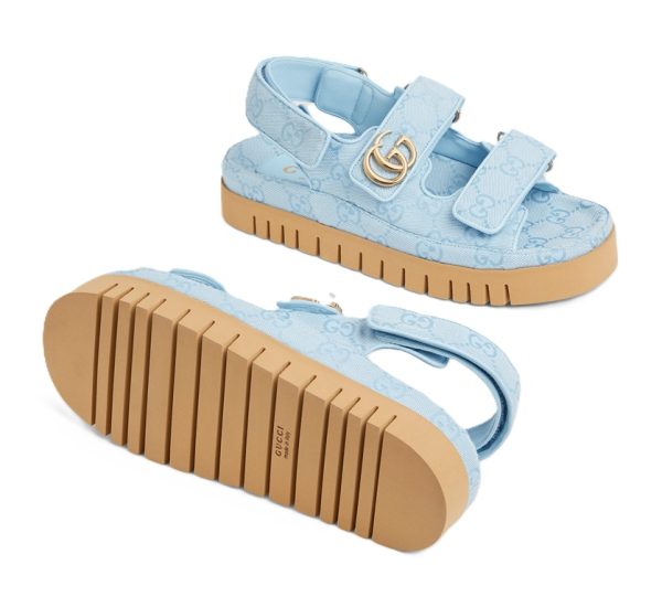 Gucci Sandal Dooble GG Blue – Image 4