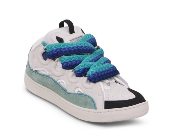 Lanvin Curb Lace-Up Sneakers White Green Blue - immagine 2