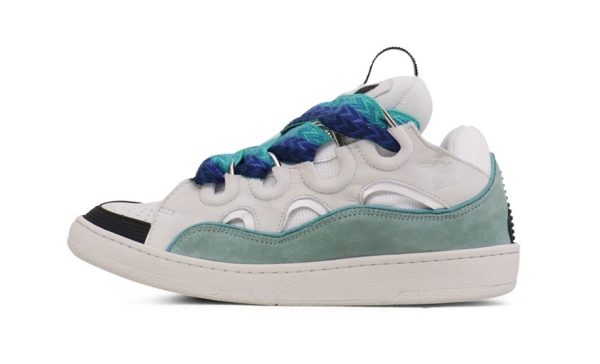 Lanvin Curb Lace-Up Sneakers White Green Blue