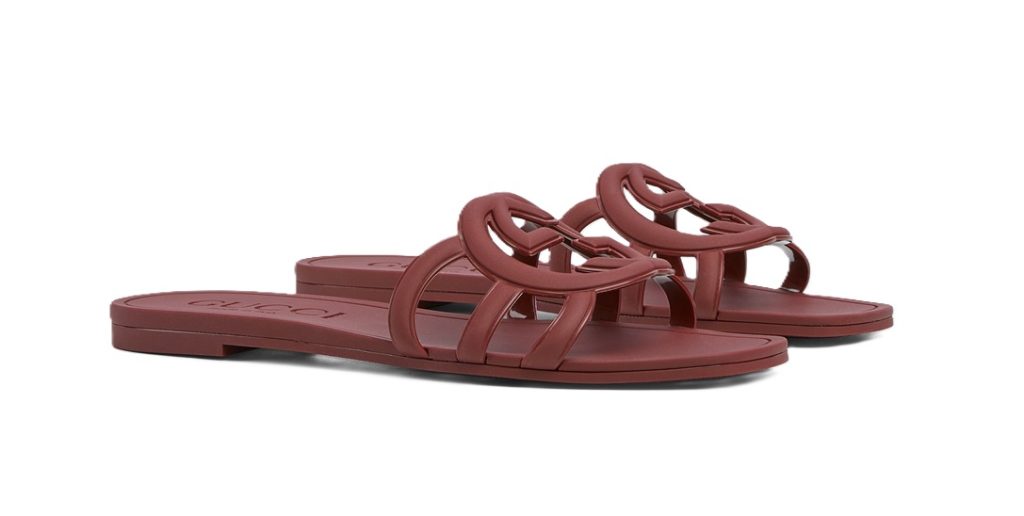 Interlocking G Slide Sandal Rosso Ancora