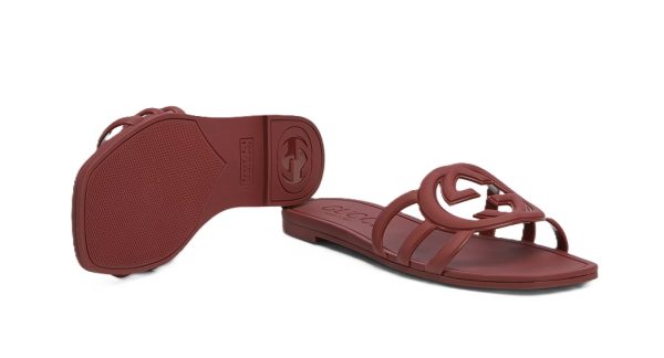 Interlocking G Slide Sandal Rosso Ancora - Image 4